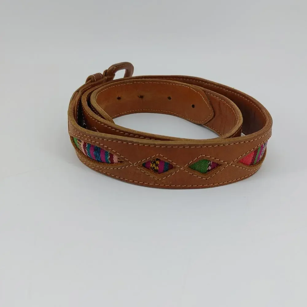 Women's Hand Woven Guatemalan Leather Belt Size Medium